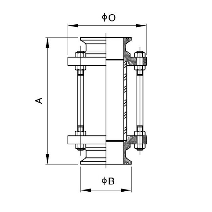 Диоптр трубный типа clamp-clamp, нержавеющий, DN25, TL025PDCL TITAN LOCK