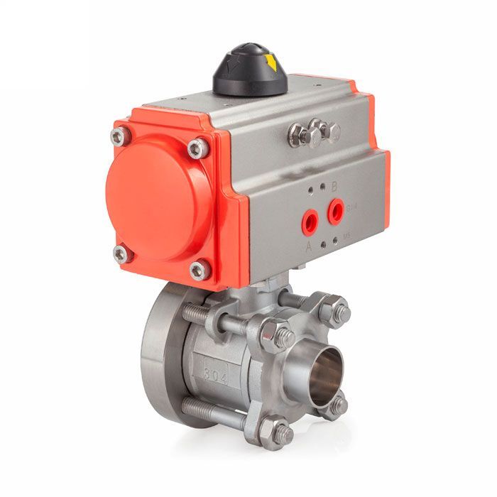 Донный клапан шаровый под приварку с пневмоприводом, нерж.304 DN25, TLBBV25WD-P TITAN LOCK