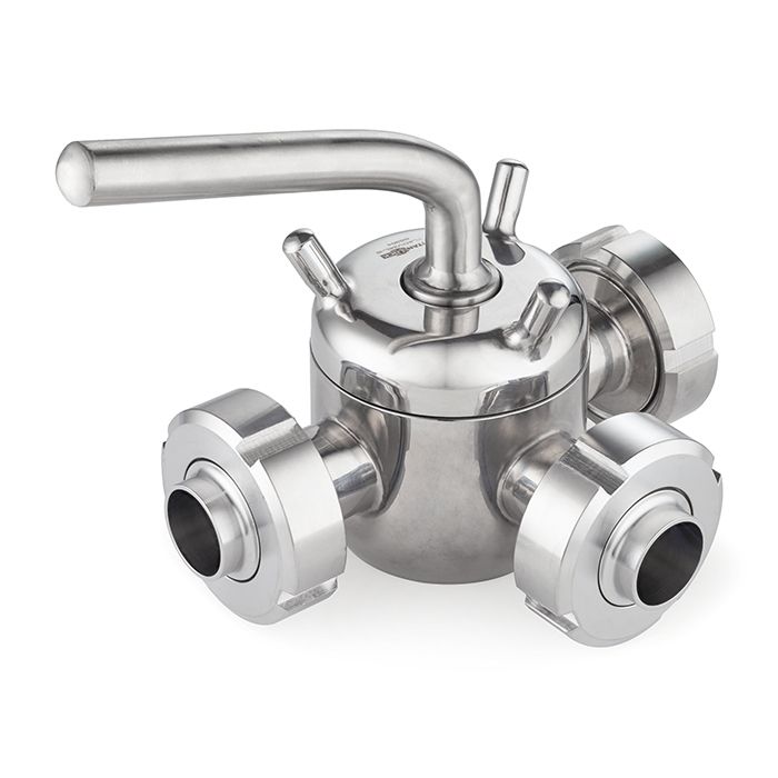 Кран пробковый трехходовой нерж 304, тип L, DN25, TL3СV25L-S TITAN LOCK