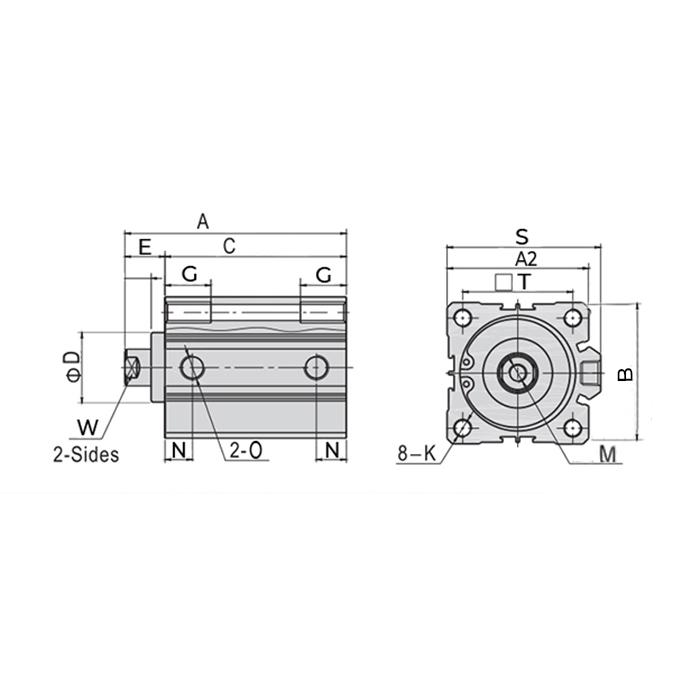 Пневмоцилиндр компактный серии ACQ, 32X200, TLP-PC32X200ACQ TITAN LOCK