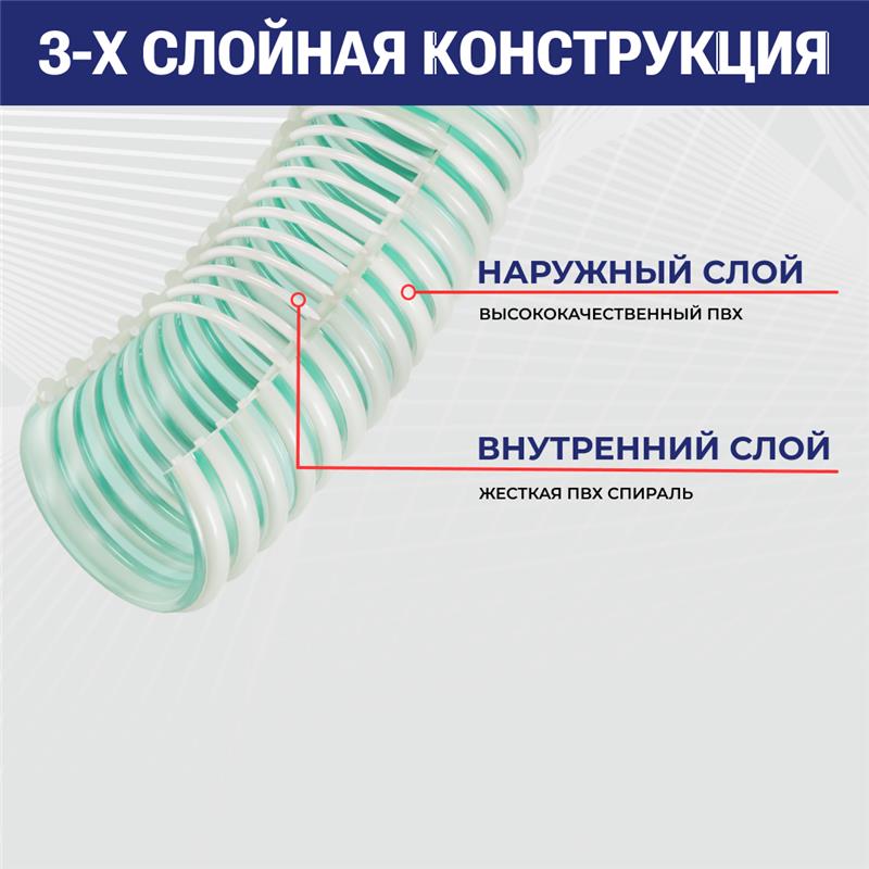 Рукав ПВХ для систем полива и с/х назначения "LOTUS", вн.диам. 75 мм, н/вс., TL075LT TITAN LOCK