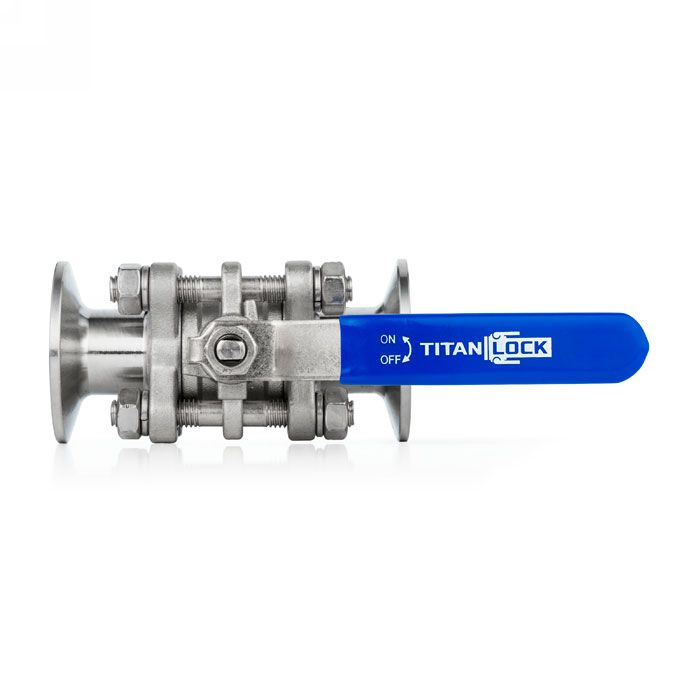 Трехсоставной шаровый кран из нержавеющей стали (AISI 304) типа "clamp-clamp", 1", TL100TPBVSS-CL TITAN LOCK