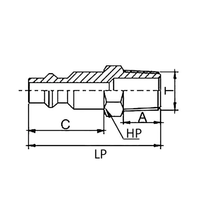 1/2in, БРС серия D, ISO 6150 B, ниппель, нар.резьба, латунь TL4DMS-B TITAN LOCK
