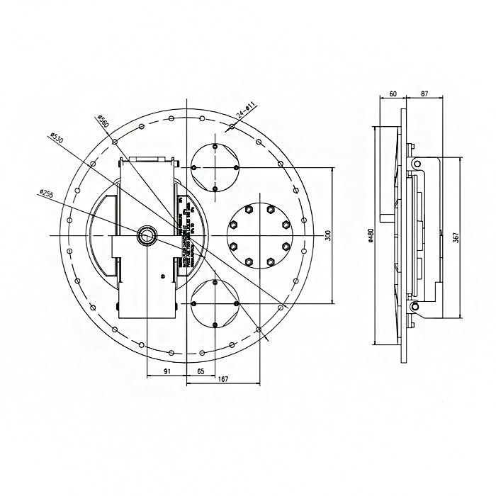 Крышка с люком для автоцистерны, c отверстием под датчик и клапан, алюминий, 500мм, TL500MC-AT TITAN LOCK