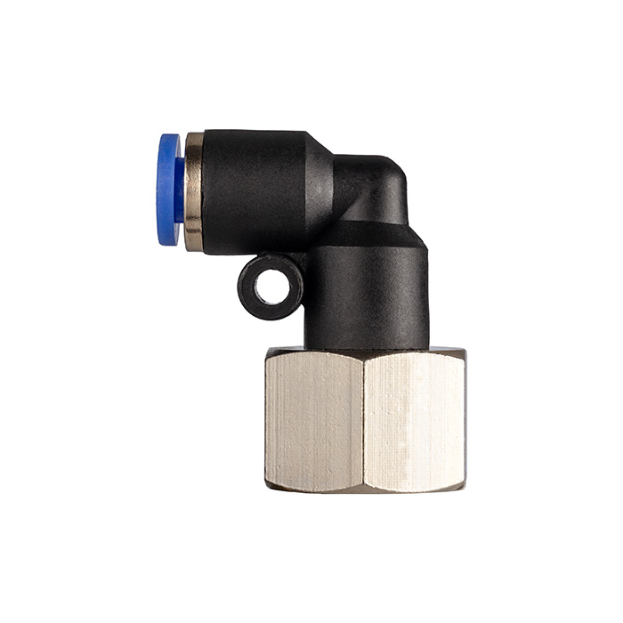 Фитинг цанговый угловой 4 мм, внутр. резьба 1/4", пластик, тип PLF, TLP-PLF4-02 TITAN LOCK