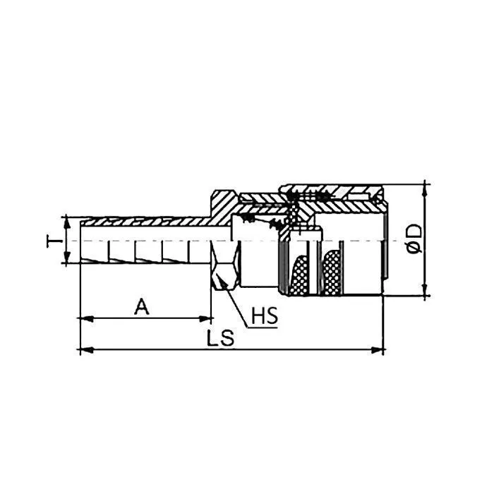 3/8in, БРС серия D, ISO 6150 B, розетка, хвост под рукав, латунь TL3DFH-B TITAN LOCK