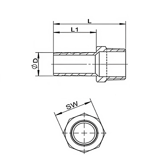 Ниппель для шланга нержавеющий (AISI304) 2"x50мм, TL200HTM TITAN LOCK