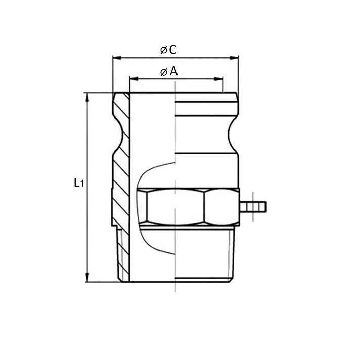 Камлок полипропиленовый тип F ниппель, наружная резьба BSP 1", TL100FPP TITAN LOCK