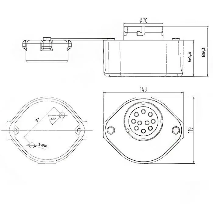 Розетка термисторная, 10-ти контактная, 4 J-слота, с пневмопереключением, алюминий, TLPS-10 TITAN LOCK