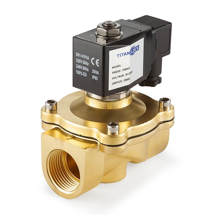 Соленоидный клапан нормально-закрытый, прямого действия, 220В, PN10, Латунь/EPDM, DN15, TLSC15/10EP1B TITAN LOCK