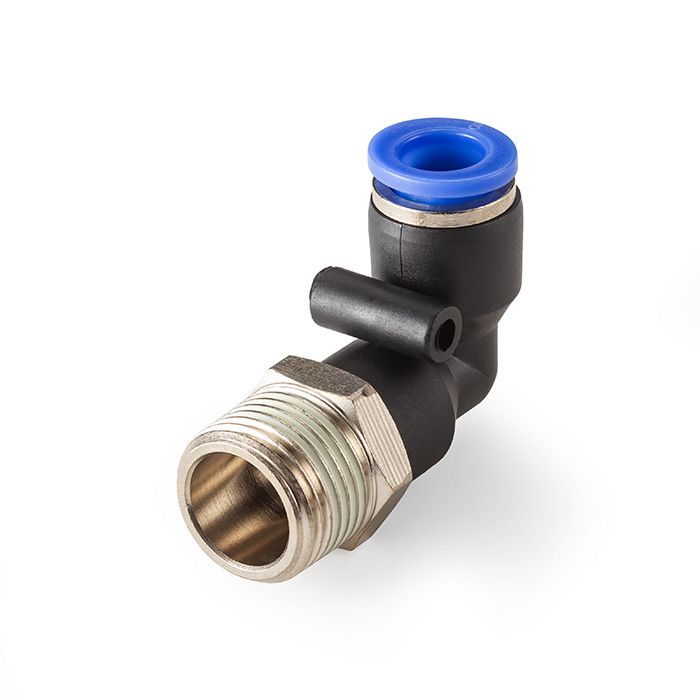 Фитинг цанговый угловой 8 мм, наруж. резьба 3/8", пластик, тип PL, TLP-PL8-03 TITAN LOCK