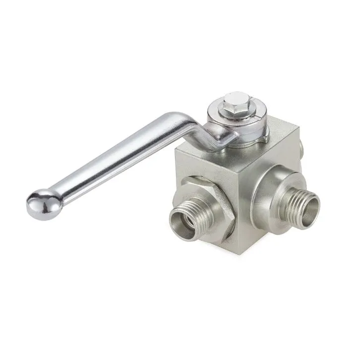 Гидравлический шаровый кран трехходовой, DN 25 (M36X2), типа НР, сталь, TLHYD3V1M TITAN LOCK