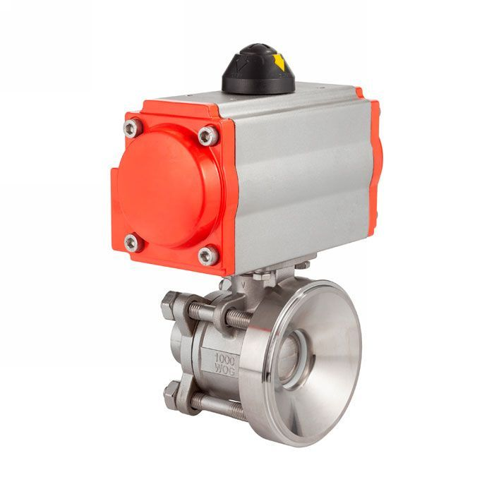 Донный клапан шаровый под приварку с пневмоприводом, нерж.304 DN25, TLBBV25WD-P TITAN LOCK