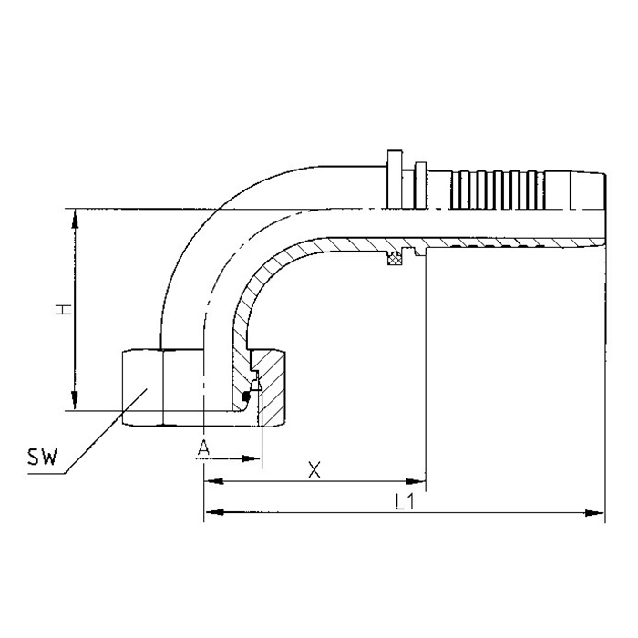 Фитинг DN 08 BSP (Г) 3/8" (90), TL-BSP08F3/8-90 TITAN LOCK