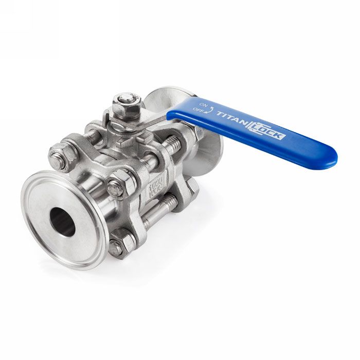 Трехсоставной шаровый кран из нержавеющей стали (AISI 304) типа "clamp-clamp", 4", TL400TPBVSS-CL TITAN LOCK