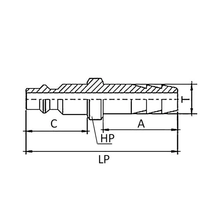 1/4in, БРС серия D, ISO 6150 B, ниппель, хвост под рукав, латунь TL2DMH-B TITAN LOCK