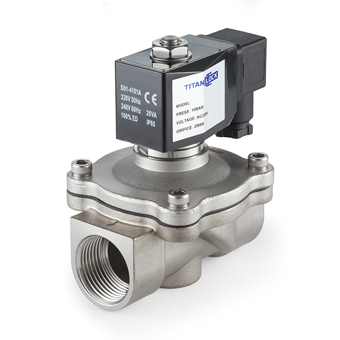 Соленоидный клапан нормально-открытый, прямого действия, 220В, PN10, Нерж.304/FKM, DN40, TLSO40/10FK1S-J TITAN LOCK