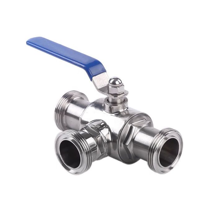 Кран шаровый молочный трехходовой нерж 304, тип L, DN 65, TL3BVMT65L-S TITAN LOCK