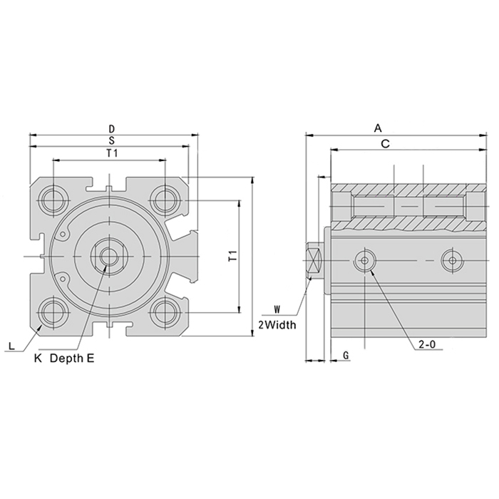 Пневмоцилиндр компактный серии SDA, 80X130, TLP-PC80X130SDA TITAN LOCK
