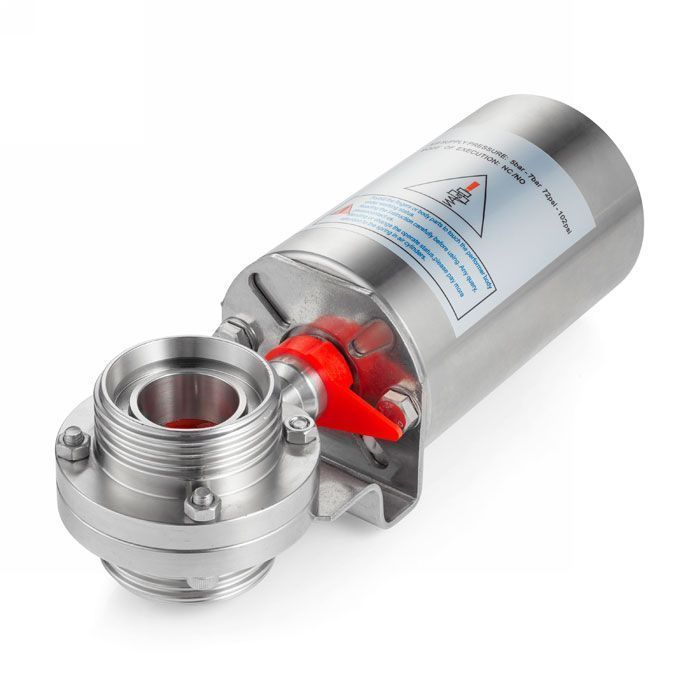 Затвор дисковый с пневмоприводом нерж. 304 DN65, тип резьба-резьба,  DIN TLSD65THS-P TITAN LOCK