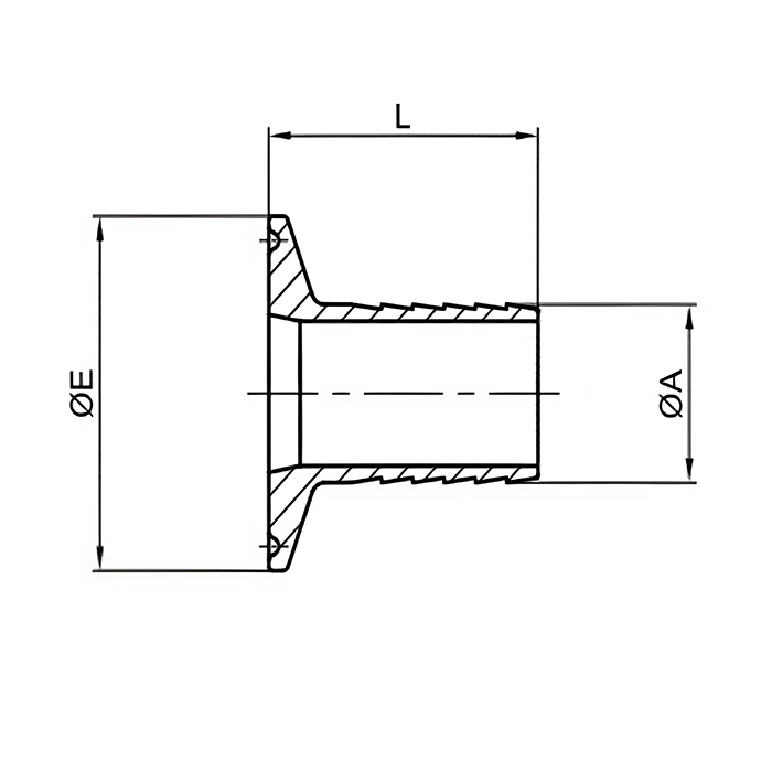 Штуцер CLAMP под рукав DN65 нерж. 316, DIN TL65CLH-M TITAN LOCK