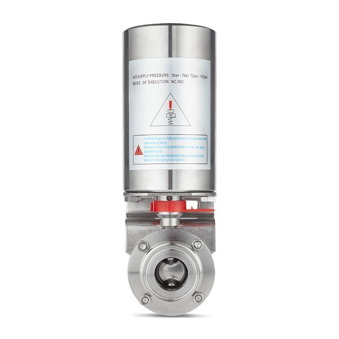 Затвор дисковый с пневмоприводом нерж. 304 DN40, тип clamp-clamp, DIN TLSD40CLS-P TITAN LOCK