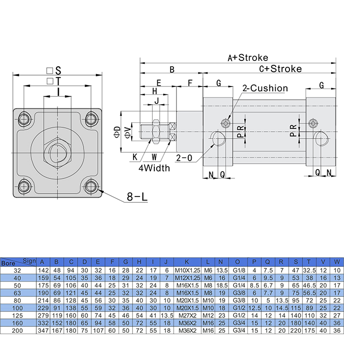 Пневмоцилиндр серии SI с магнитным кольцом, 63X300, TLP-PC63X300SI-MG TITAN LOCK