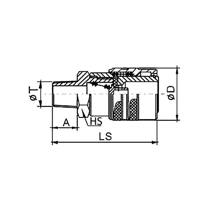 1/4in, БРС серия D, ISO 6150 B, розетка, нар.резьба, латунь TL2DFS-B TITAN LOCK
