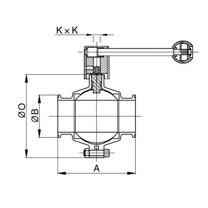 Кран шаровый нержавеющий (AISI304) DN100, типа clamp-clamp TLHBV100CLS TITAN LOCK