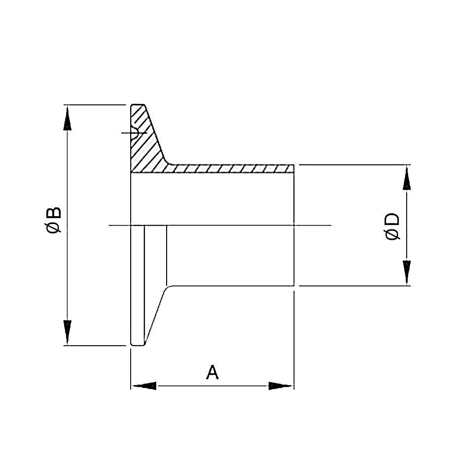 Штуцер CLAMP под приварку DN20 нерж. 316, DIN TL20CLW TITAN LOCK