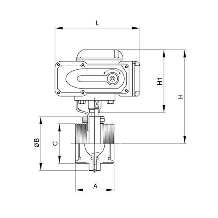 Затвор дисковый с электроприводом нерж. 304 DN65, тип резьба-резьба, DIN TLSD65THS-E TITAN LOCK