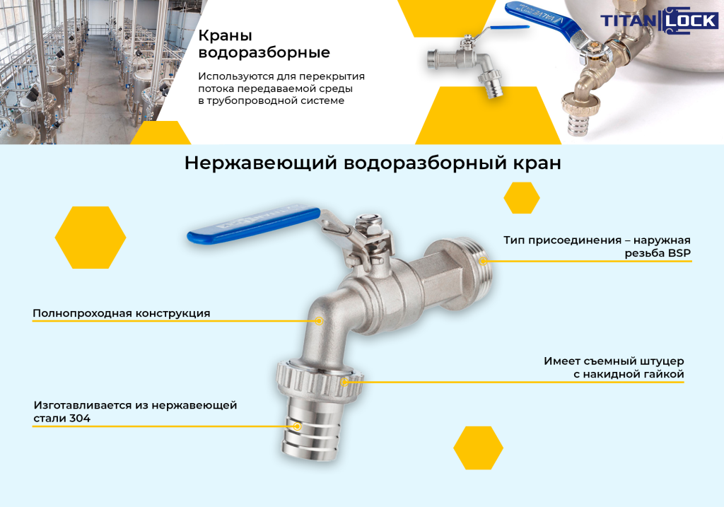 Баннер 10. Кран шаровый водоразборный со штуцером резьба BSP нерж.сталь.png