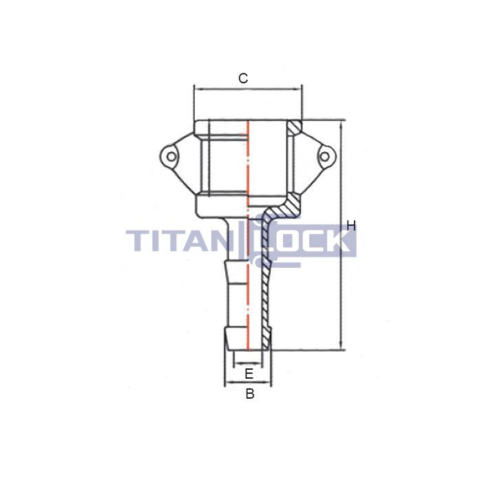 Камлок алюминиевый тип С серия "EcoLine", розетка с хвостовиком 1 1/2", TL150CAL-EL TITAN LOCK