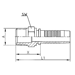 Фитинг DN 25 NPTF (Ш) 1", TL-NPTF25M14 TITAN LOCK