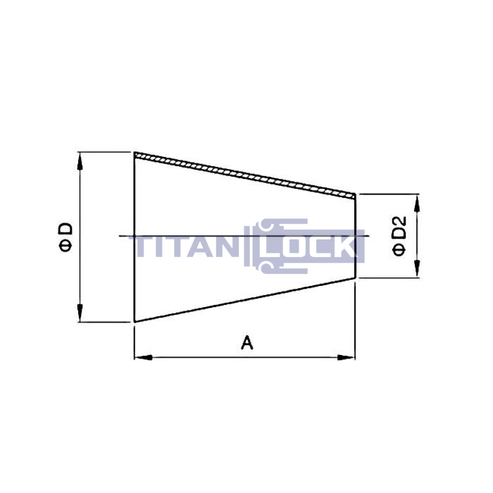 Переходник концентрический приварной, DN 40 x DN 32, нерж. сталь 316, TLWR40-32SS TITAN LOCK