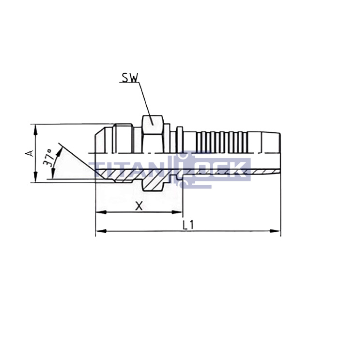 Фитинг DN 10 JIC (Ш) 3/4", TL-JIC10M3/4 TITAN LOCK