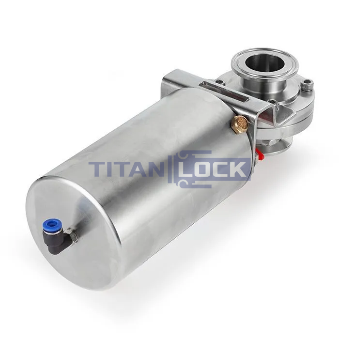 Затвор дисковый с пневмоприводом нерж. 304 DN32, тип clamp-clamp, DIN TLSD32CLS-P TITAN LOCK