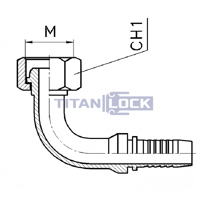 Фитинг DN 06 DK (Г) M14X1.5 (90), TL-DK06F14X1.5-90 TITAN LOCK