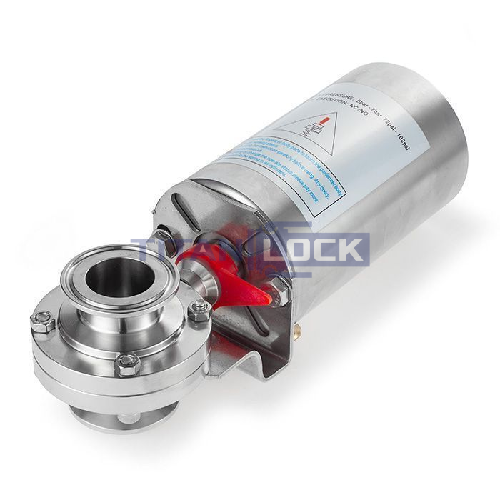 Затвор дисковый с пневмоприводом нерж. 304 DN40, тип clamp-clamp, DIN TLSD40CLS-P TITAN LOCK