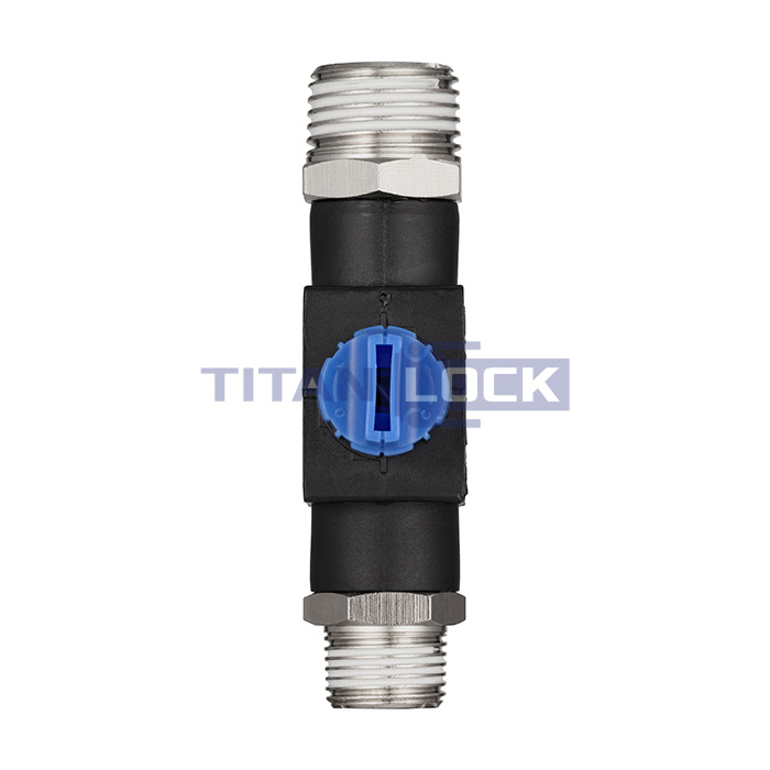 Фитинг прямой с краном, резьба 1/2", пластик, тип HVSS, TLP-HVSS04 TITAN LOCK