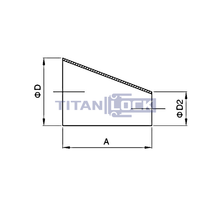 Переходник эксцентрический приварной, DN 40 x DN 25, нерж. сталь 316, TLWER40-25SS TITAN LOCK