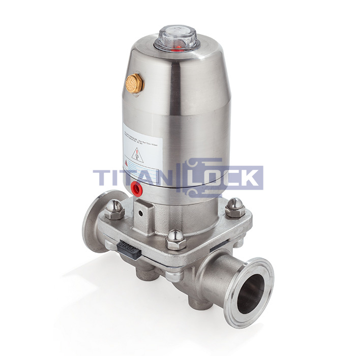 Мембранный клапан нерж.316 типа clamp, с пневмоприводом (нерж.), DN20 DIN TL20DVCL-PS TITAN LOCK