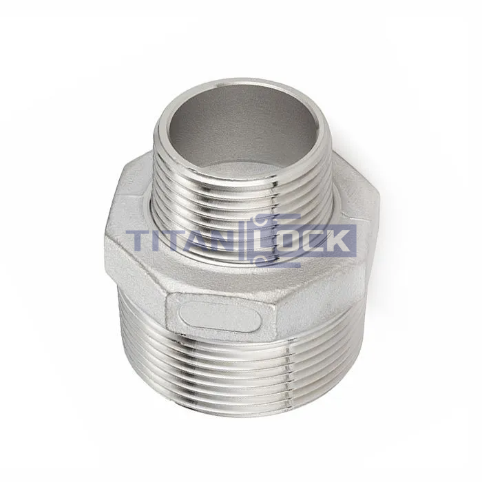 Ниппель переходной нержавеющий (AISI304) 1/2" x 3/8", НР/НР TL1/2-3/8RM TITAN LOCK