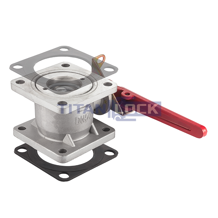 Кран шаровый для бензовоза, квадратный фланец, алюм., DN50, TL200BVSF-AL TITAN LOCK