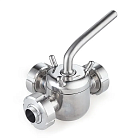 Кран пробковый трехходовой нерж 304, тип T, DN25, TL3CV25T-S TITAN LOCK