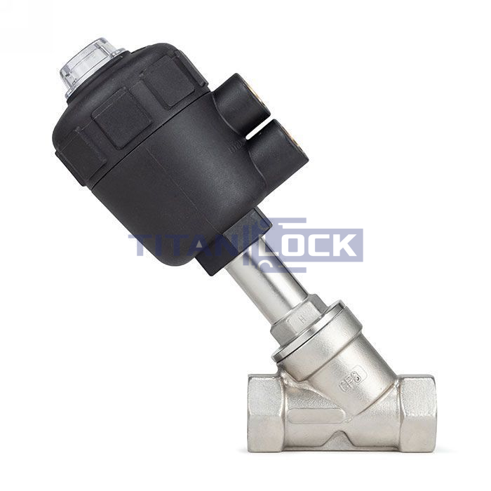 Седельный клапан наклонный, нерж. 304 с пневмоприводом (полипроп.), DN40 TL40CPAVPP TITAN LOCK