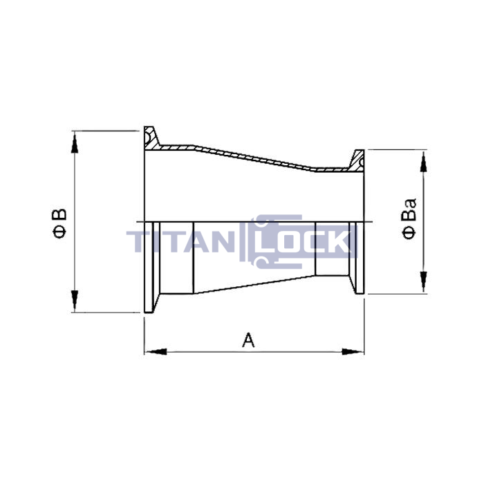 Переходник концентрический Clamp, DN 40 x DN 32, нерж. сталь 316, TLCR40-32SS TITAN LOCK