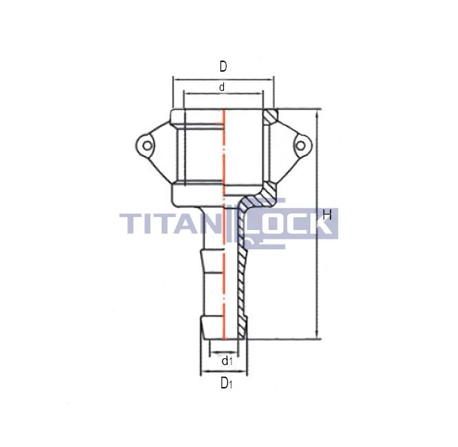 4Камлок латунный тип С, розетка с хвостовиком 1", TL100CBR TITAN LOCK