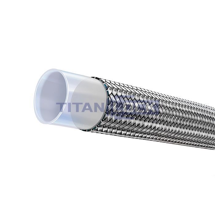 Рукав тефлоновый (PTFE, гладкий) одна оплетка, R14 SAE100, внутр.диам. 25мм, TLGY025-R14 TITAN LOCK