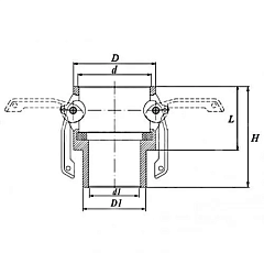 Камлок алюминиевый тип B розетка, наруж. резьба NPT 3/4", TL75BALN TITAN LOCK